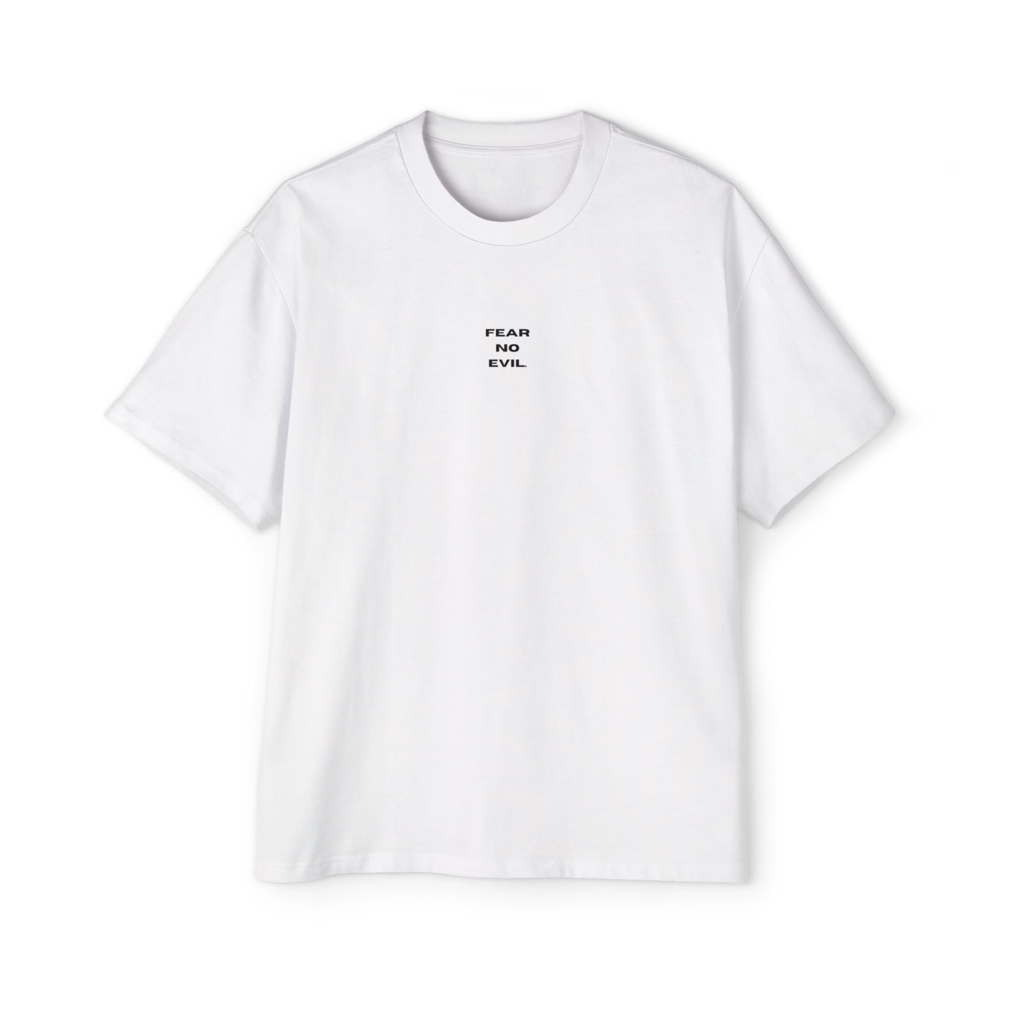 Oversized Tee — 'Fear No Evil' Angel Graphic Chest & Back Print