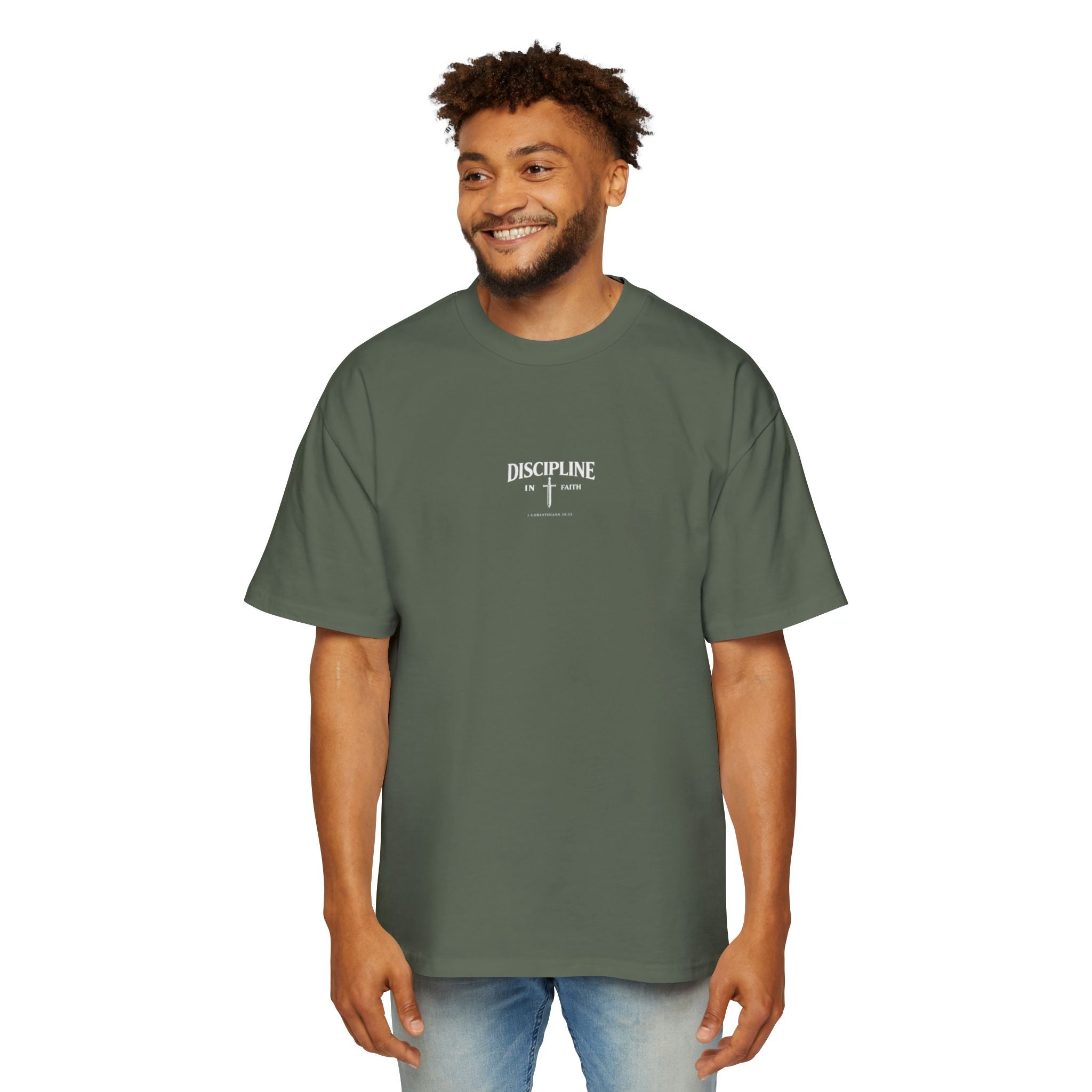 Copy of Oversized Tee — 'Fear No Evil' Angel Graphic Chest & Back Print