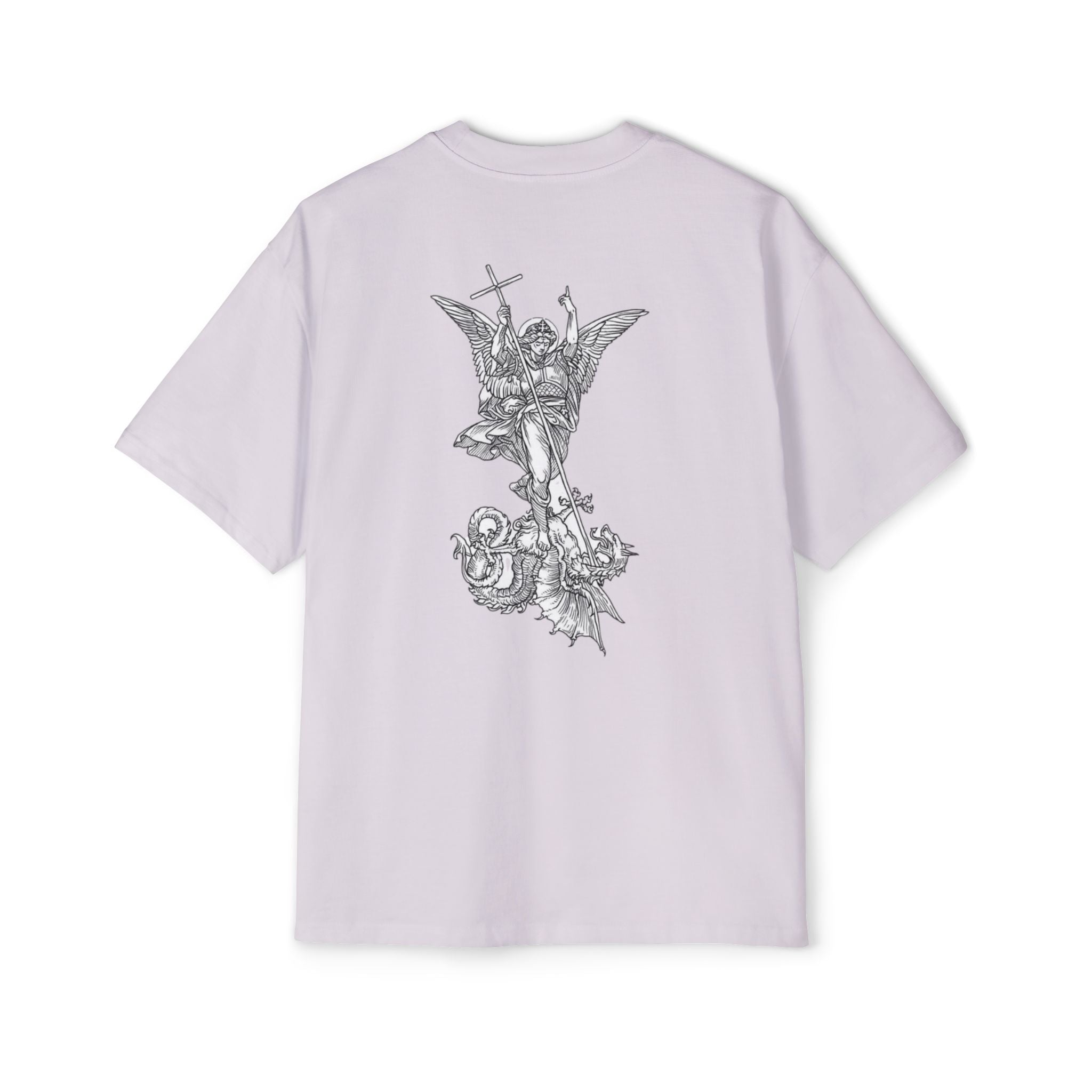 Oversized Tee — 'Fear No Evil' Angel Graphic Chest & Back Print
