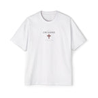 Copy of Oversized Tee — 'Fear No Evil' Angel Graphic Chest & Back Print