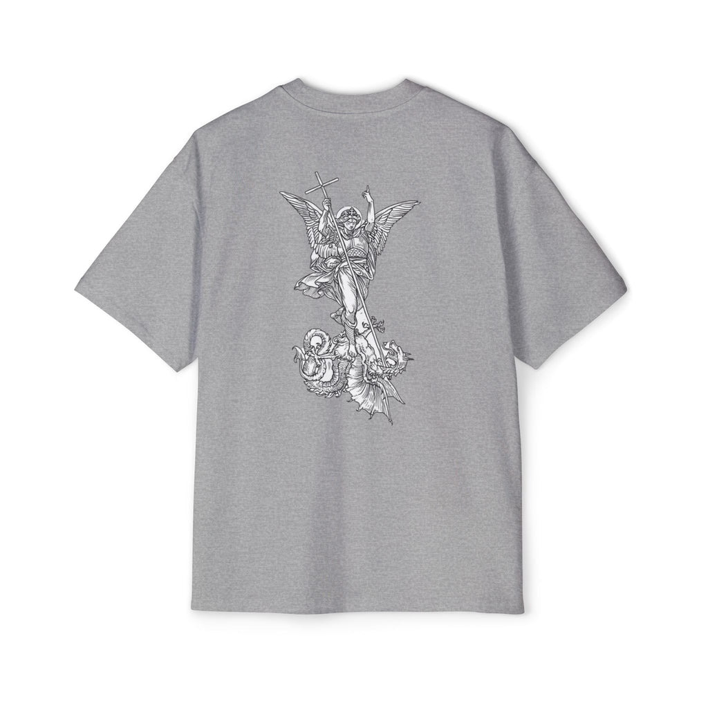 Oversized Tee — 'Fear No Evil' Angel Graphic Chest & Back Print