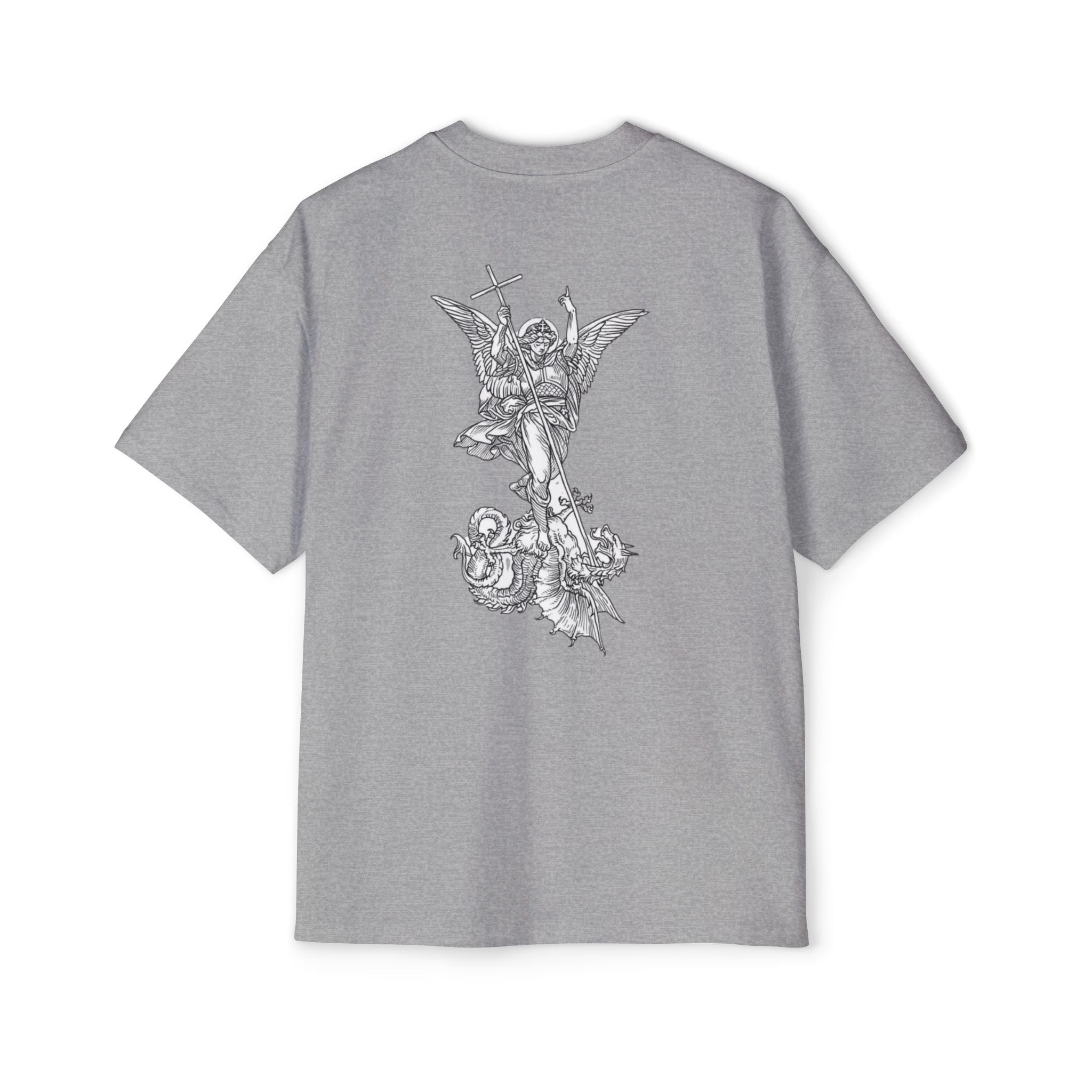 Oversized Tee — 'Fear No Evil' Angel Graphic Chest & Back Print