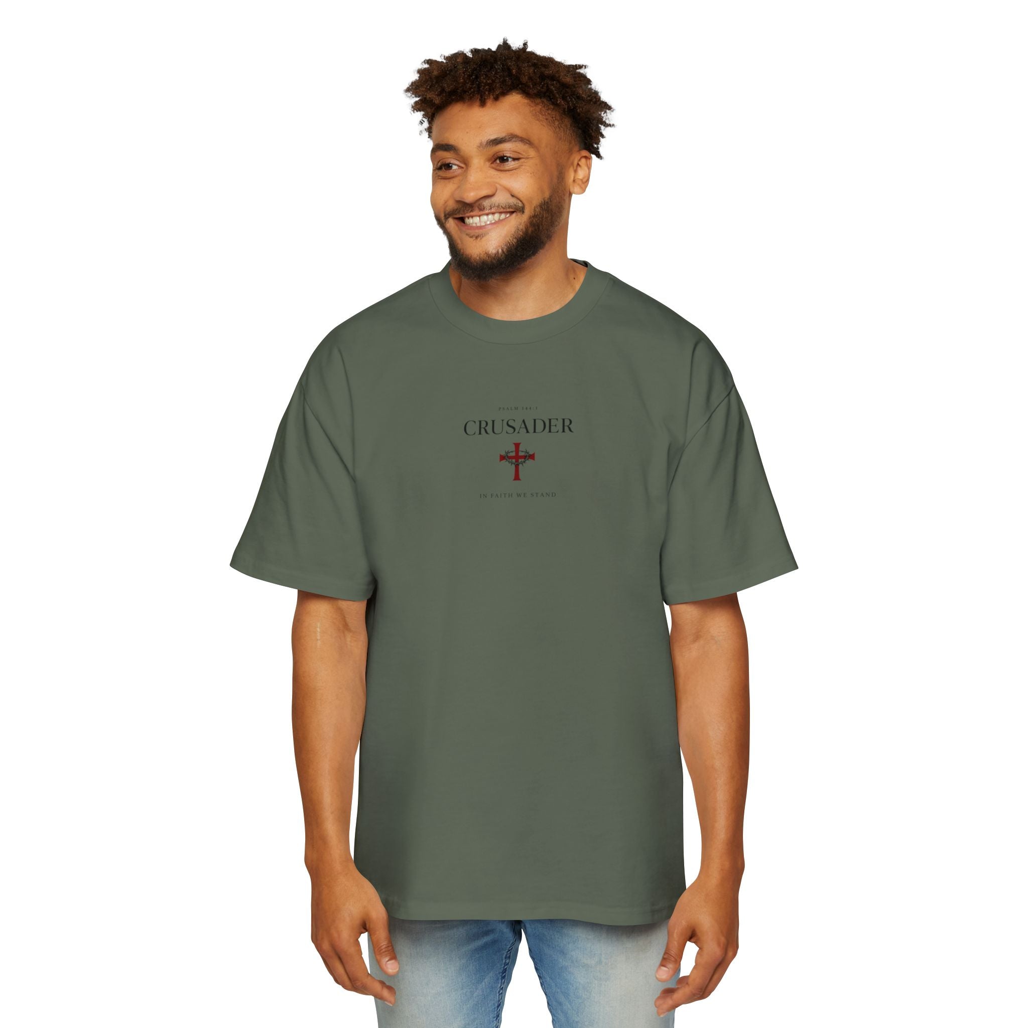 Copy of Oversized Tee — 'Fear No Evil' Angel Graphic Chest & Back Print