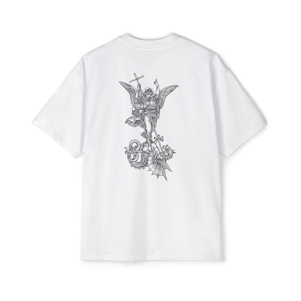 Oversized Tee — 'Fear No Evil' Angel Graphic Chest & Back Print