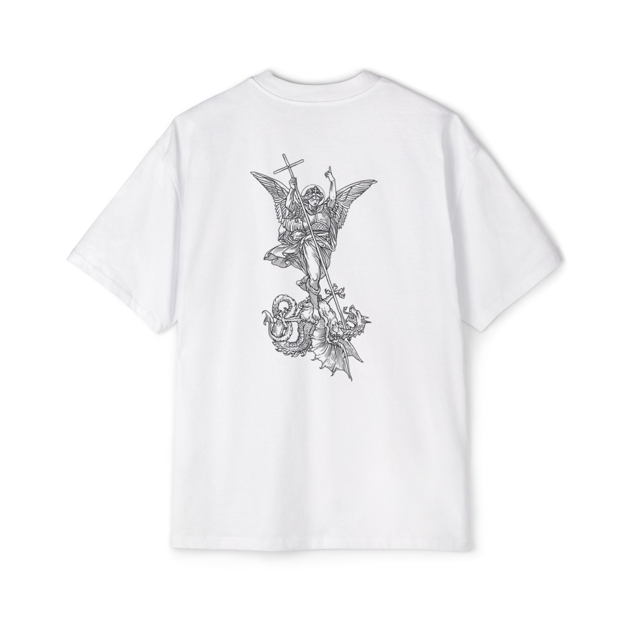 Oversized Tee — 'Fear No Evil' Angel Graphic Chest & Back Print